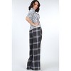 Slickblue Women's High Waist Plaid Print Pants, Wide Leg, Flowy Fit Trousers, Office Style, Black/Off White, Size S-L - 3 of 4