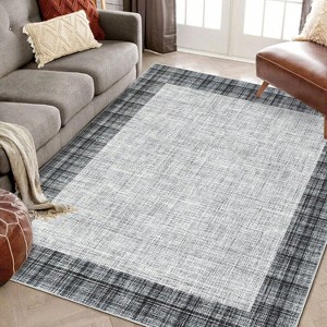 Modern Plaid Carpet,Washable Non-Slip Soft - 1 of 4
