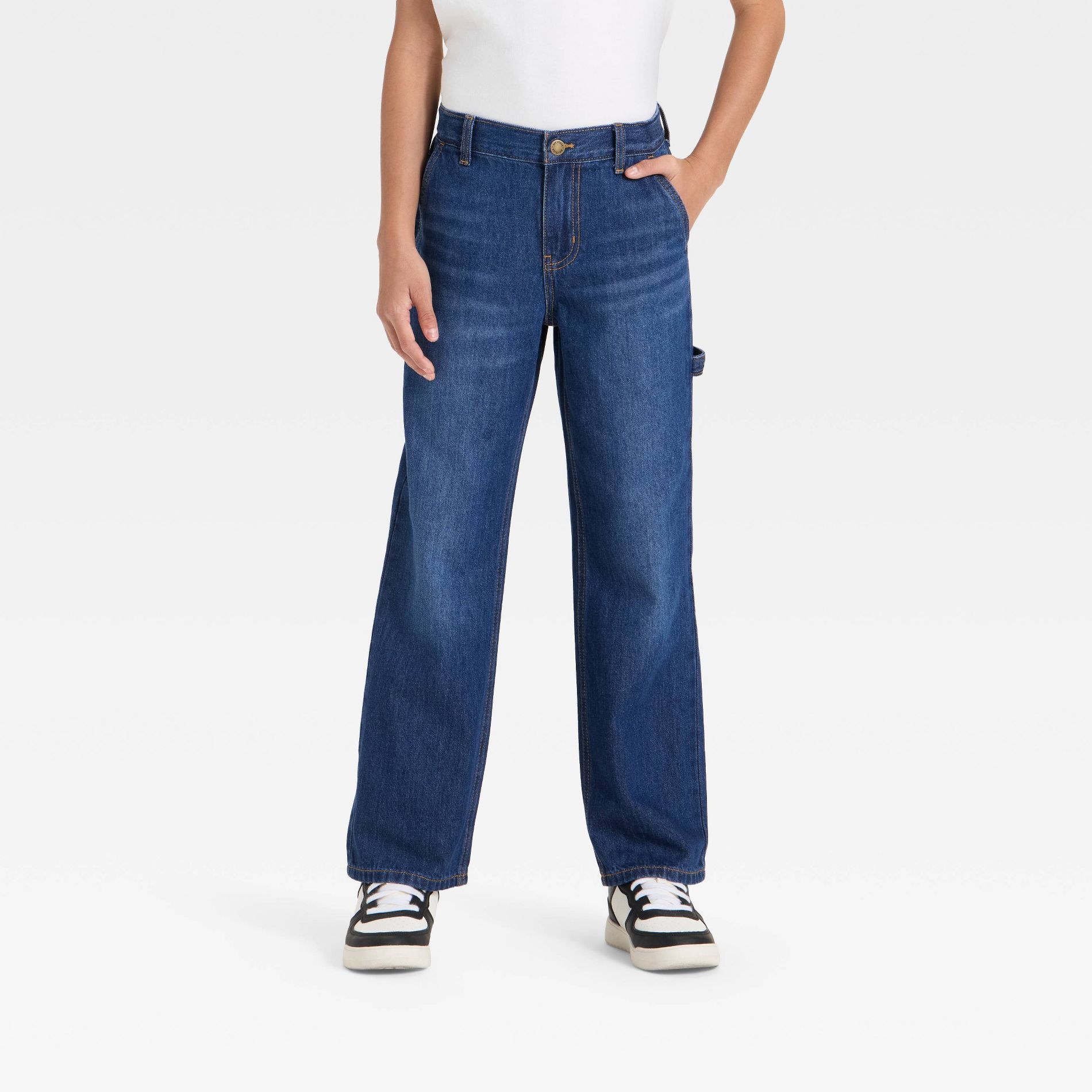 Boys' Mid-Rise Relaxed Fit Carpenter Jeans - art class™ Dark Wash 12