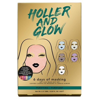 Holler and Glow 6 Days of Masking Clay Mask Gift Set - 6ct