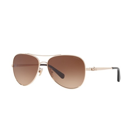 Coach Hc7074 59mm Woman Pilot Sunglasses Brown Gradient Lens : Target