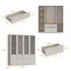 FUFU&GAGA White Woodgrain Combination Wardrobe Frosted Glass Cabinet Door Armoire Gold Cone Pulls Armoires - 3 of 4