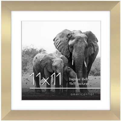 Americanflat 11x11 Picture Frame in Gold - Displays 8x8 With Mat and 11x11 Without Mat - Composite Wood with Shatter Resistant Glass