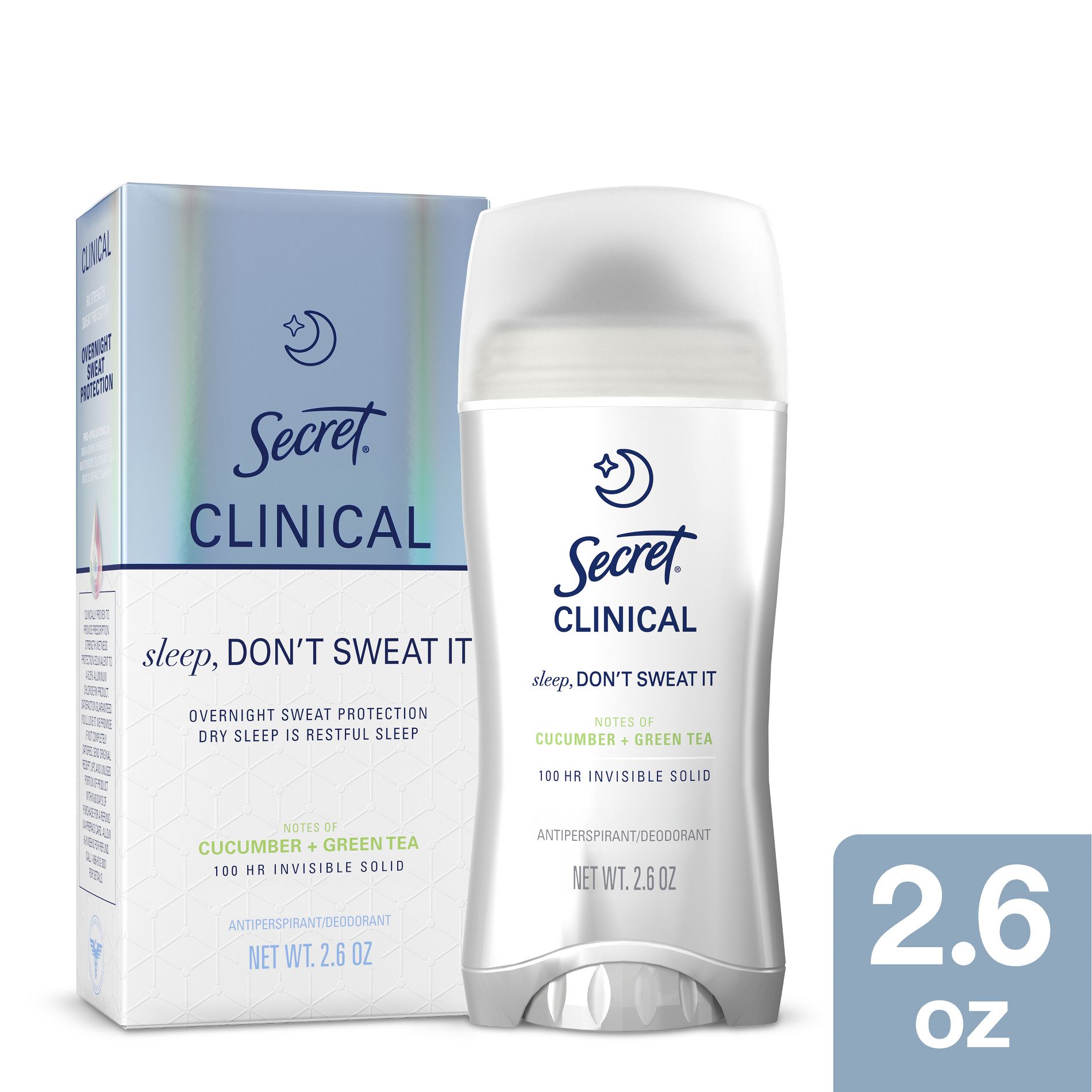 Secret Women's Clinical Life Stages Overnight Deodorant - Cucumber & Green Tea - 2.6oz