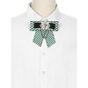 INSPIRE CHIC Women's Striped Rhinestone Bow Tie Fashion Faux Pearl Bow Tie Pin with Hanging Chain - 4 of 4