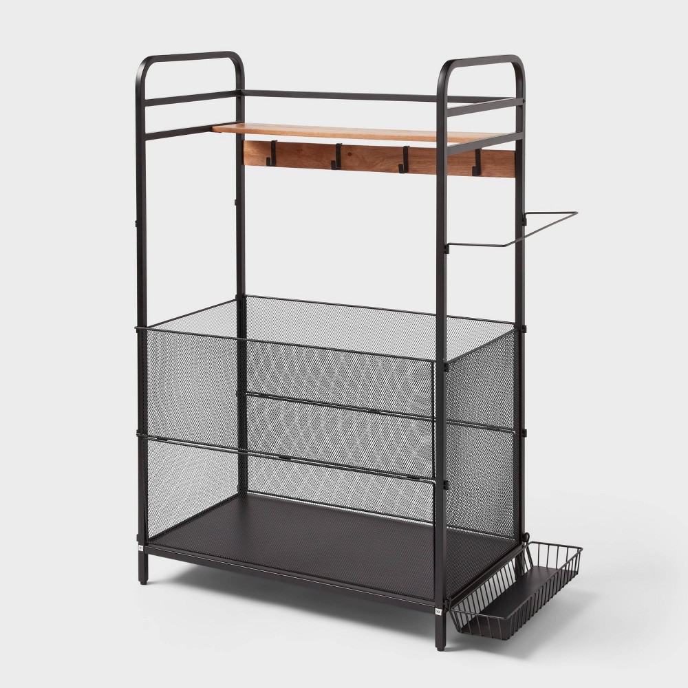 Photos - Wardrobe Metal Storage Rack - Brightroom™: Black Iron Utility Shelf, Garage Storage, 57.875" H, 42.25" W, 50 lb Capacity