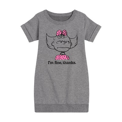 - Peanuts - Sally Fine Thanks Graphic Short Sleeve Fleece Dress