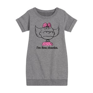 - Peanuts - Sally Fine Thanks Graphic Short Sleeve Fleece Dress - 1 of 4