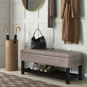 Riley Storage Ottoman Bench Faux Leather - WyndenHall - 1 of 4