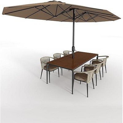 13ft Double-Sided Patio Umbrella with Crank & Tilt, UV99% Protection, Alloy Steel Frame, 6 Colors Available