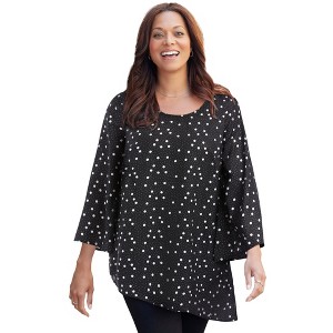 Catherines Women's Plus Size Art-To-Wear Blouse - 1 of 4