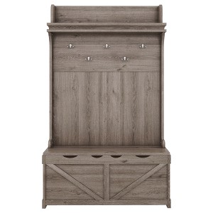 TiramisuBest 4-in-1 Detachable Hall Tree with Storage, 7 Hooks, Storage Drawers and Cabinet, Antique Beige Coat Rack for Entryway Hallway - 1 of 4