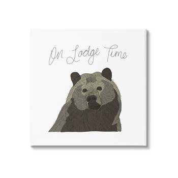 Stupell Industries Lodge Time Casual Cursive Bear Cabin Wildlife Canvas Wall Art