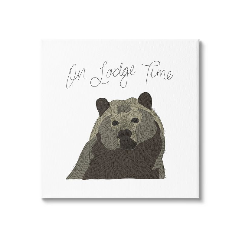 Stupell Industries Lodge Time Casual Cursive Bear Cabin Wildlife Canvas Wall Art, 1 of 6