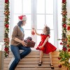 Christmas Garland for Mantle, 9Ft Xmas Garland Red Gold Ball Ornaments Poinsettia Flower for Fireplace Front Door Stairs Railing Indoor Outdoor - 4 of 4