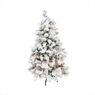 Northlight 4.5' Pre-Lit Flocked Pine Medium Artificial Christmas Tree - Clear Lights