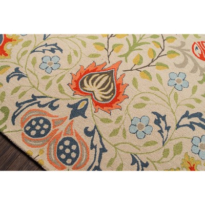 Handmade Multi-Colored Floral Wool 5'x8' Tufted Rug