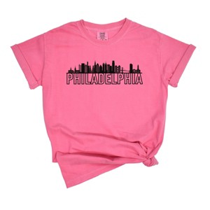 Simply Sage Market Women's Philadelphia Buildings Short Sleeve Garment Dyed Tee - 1 of 2