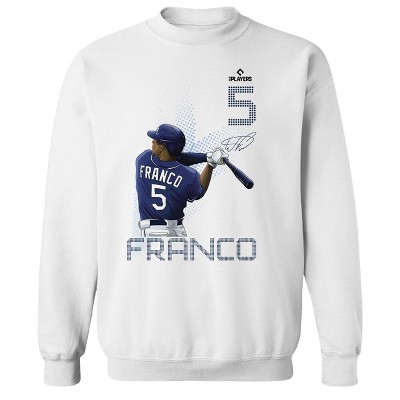 MLBPA Men's Franco Pw Licensed Mlb Tampa Bay Rayswander Franco Long Sleeve Graphic Cotton Pullover Sweatshirt - White XL