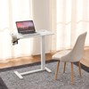 VEVOR Overbed Table, Mobile Bed Side Table with 4 Hidden Wheels, Height Adjustable Rolling Laptop Desk with Cup Holder, White - 2 of 4