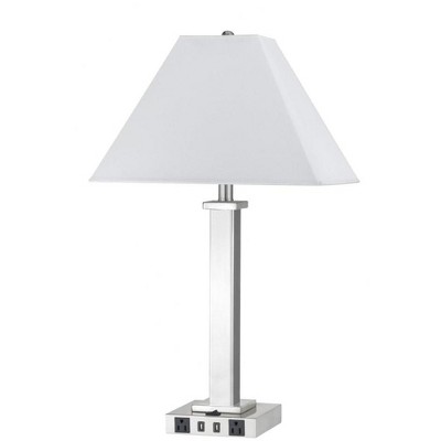 Cal Lighting 100W Metal Night Stand Lamp With 2 USB And 2 Power Outlets, On Off Rocker Base Switch