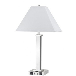 Cal Lighting 100W Metal Night Stand Lamp With 2 USB And 2 Power Outlets, On Off Rocker Base Switch - 1 of 3