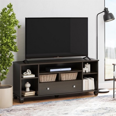 Espresso Engineered Wood TV Stand with Cabinet and Shelves