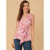 Allegra K Women's Sleeveless V Neck Tie Waist Asymmetric Hem Wrap Peplump Tops - 3 of 4