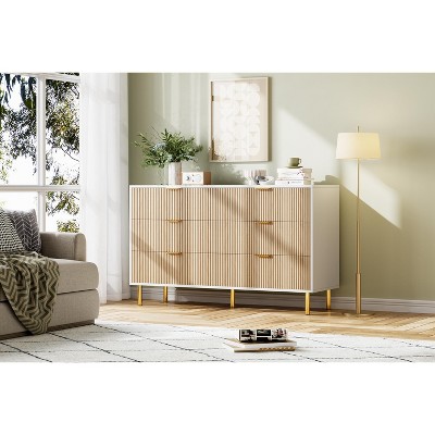 Garvee White 5 Drawer Dresser for Bedroom, 48¡± Tall Dresser Chest of Drawers, Modern Wood Storage Dresser Organizer for Hallway, Entryway