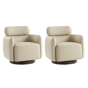 Richie Swivel Chair Set of 2 with a round backrest | ARTFUL LIVING DESIGN-WHITE - 1 of 4