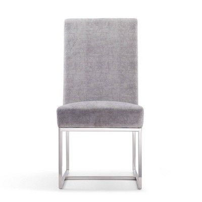 Gray Velvet Upholstered High-Back Arm Chair with Metal Frame