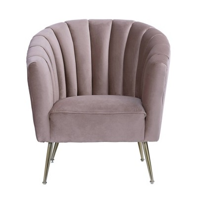 Rosemont Blush Velvet Barrel Accent Chair with Gold Legs