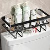 Over Toilet Storage Shelf, 1-Tier/2-Tier/3-Tier Bathroom Storage Organizer with No Drill Adhesive Hook, Metal Punch-Free Toilet Tank Organizer Rack - 4 of 4