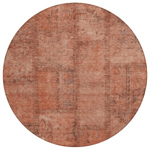 Salmon Copper And Gray Patchwork Washable Indoor Outdoor Area Rug - 1 of 4