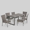 Mayhill 7pc Acacia Wood and Wicker Dining Set: Weather-Resistant, 6 Arm Chairs - Christopher Knight Home - 2 of 4