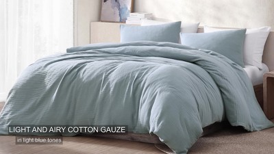 Devin Light Blue Cotton Gauze Queen Comforter Set