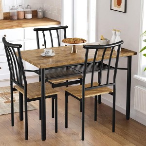 Table and Chair Sets Dining Table and Chairs Dining Table Set for 4,Kitchen Table with 4 Chairs 1 Piece Rectangular Dining Table Furniture Set, Brown - 1 of 4