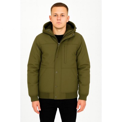 Spire  By Galaxy Men's Heavyweight Faux Shearling  Lined Hooded Bomber Jacket