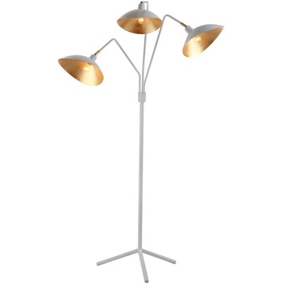 White Adjustable Tripod Floor Lamp with Gold Interior