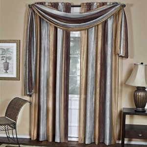 GoodGram Royal Ombre Crushed Semi Sheer Complete 3 Pc. Window Curtains & Scarf Set - 1 of 3