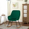 LuxenHome Upholstered Green Velvet Rocking Chair, Modern Accent Chair - 2 of 4