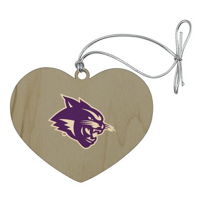 Abilene Christian Secondary Logo Heart Love Wood Christmas Tree Holiday Ornament