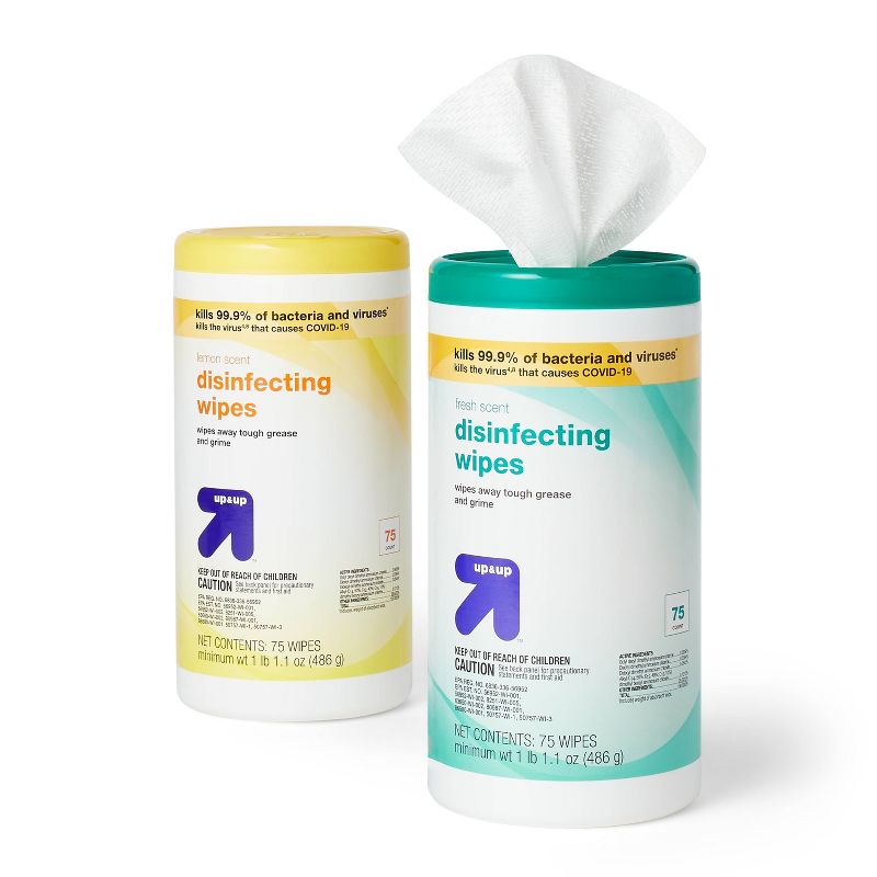 Lemon and Fresh Scented Disinfecting Wipes - 2pk/150ct - up &#38; up&#8482;, 3 of 5