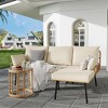 3-Piece Patio Furniture Set Conversation Rattan Set with L-Shaped Lounge Seat with Soft Pillow Cushion, Side Table, Glass Coffee Table - 2 of 4