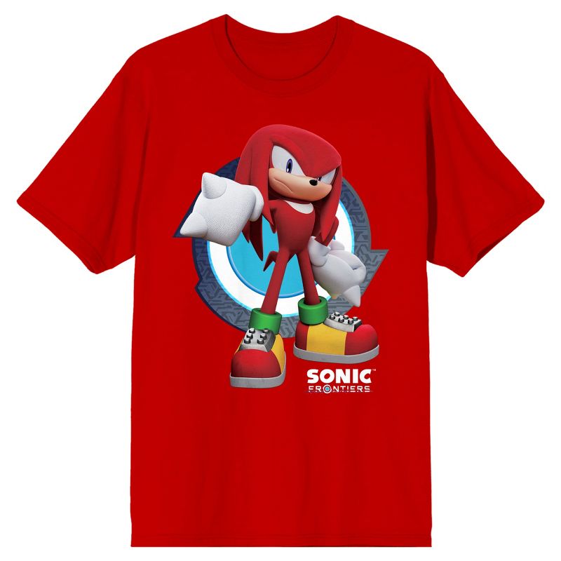 Sonic Frontiers Videogame Knuckles the Echidna Men's Red Short Sleeve Crew Neck Tee, 1 of 4