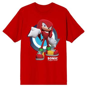 Sonic Frontiers Videogame Knuckles the Echidna Men's Red Short Sleeve Crew Neck Tee