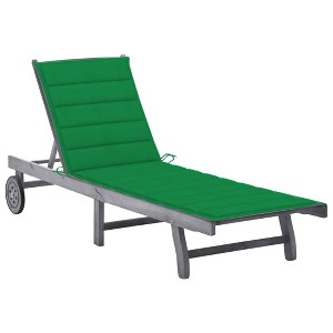 vidaXL Patio Sun Lounger with Cushion Gray Solid Acacia Wood - 1 of 4