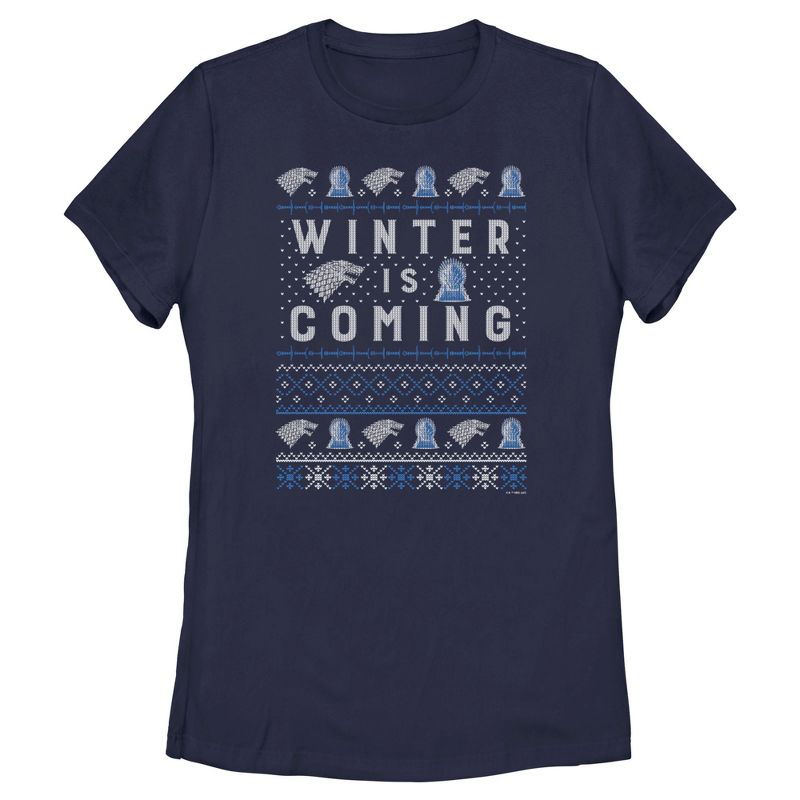 Women's Game of Thrones Christmas Winter is Coming Sweater T-Shirt, 1 of 5