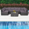 Tangkula 7PCS Patio Rattan Sectional Sofa Set Outdoor Furniture Set w/ Cushions - 3 of 4