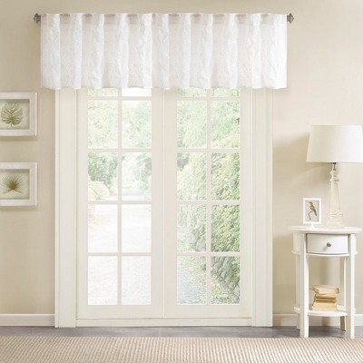Floral Geometric Pattern Intricate Embroidery Kitchen Curtain, Lightweight Sheer Fabric Curtain for All Decor Styles